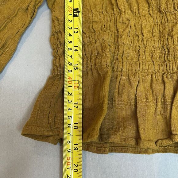 Madewell Sophia Top Womens XXS Antique Gold Textured Plaid Cropped Scoop Neck - Picture 5 of 10